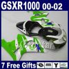 スズキGSXR1000 K2 2000 2001 2002ホワイトブラックフェアリングセットGSXR 1000 00 01 02 GSX-R1000 7ギフトSA68