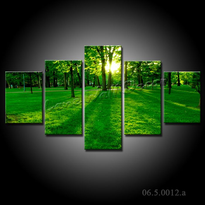 NO FRAME CANVAS ONLY 125x70cm Large Painting Green Forest Grass