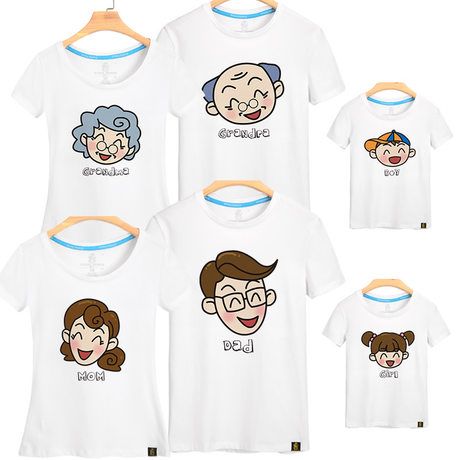 

Prince of Cool Family fitted summer clothing 2014 new wave of happy family of six full- parent home improvement sleeved t-shirt, Multi-color