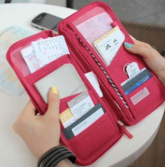 Nuevo Travel Passport ID Card Holder Cosmetic Bag Cover Wallet Purse Organizador funda para iphone 4s 5s para Samsung s3 s4 s5 es