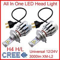 Wholesale 2 Sets H4 W CREE LED Headlight All In One High Low XM L2 SMD Universal V V Car Truck White K lm Built in Heat Dispense Fan NEW