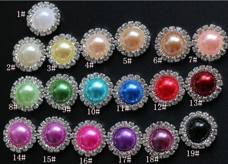 16mm Düz Sırt Kristal İnci Düğmeleri LOT 19 TOPLUK METAL RHINESTONE KRİSTAL GÜZELLİKLERİ KAZILARI DIY3001187