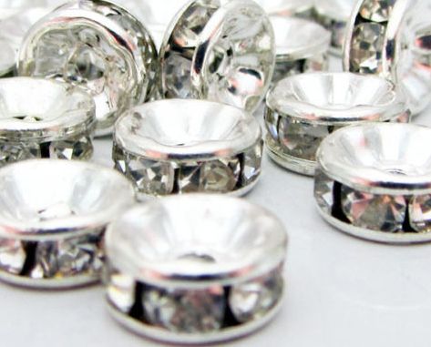 8mm lot Mixed gold and Silver Plated white Clear Crystal Rhinestone Spacer Beads Jewelry Findings Rondelle Loose Bead fit7290212