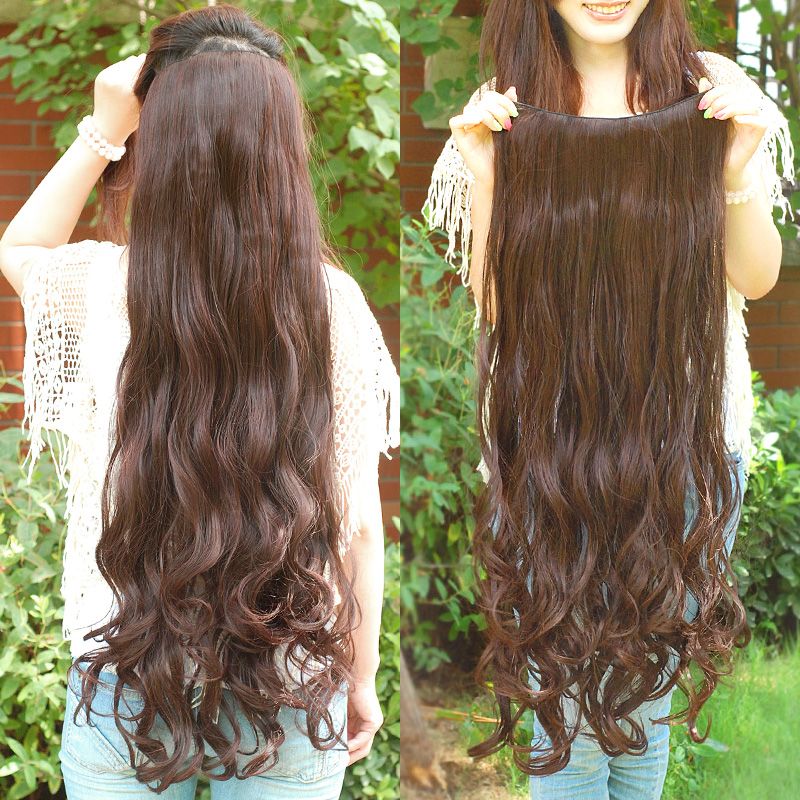Excellent quality super long clips in hair extensions synthetic hair curly thick 1 piece for full Excellent quality super long clips in hair extensions synthetic hair curly thick 1 piece for full