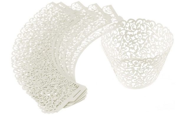 Filigree Vine Cupcake Wrappers Wraps Collars Cups Wedding