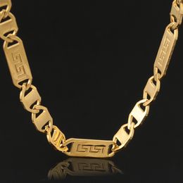 -"18K" штамп 18K реального золота покрытием старинные G шаблон из нержавеющей стали 5 мм 56 см цепи ожерелья подвески мужчины ювелирные изделия N318