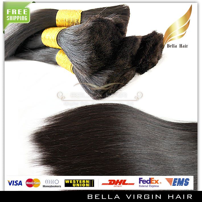 18 20 22 24 26 inch Natuurlijke kleur Straight Haar Bulks Onverwerkte Braziliaanse Menselijke Bulk Haar 3 Bundels Hair Extensions Gratis verzending