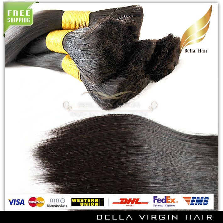 Hårbulkar 100% indiskt obearbetat hår för flätning av bulk ingen fästning naturligt svart silkeslen raka mänskliga hårstrån utan inslag