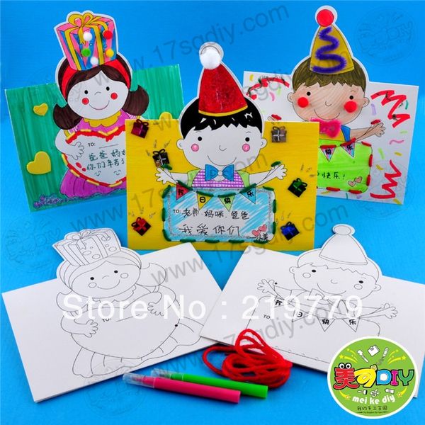 2019 1724cm Cute Kids Diy Handmade Unfinished Greeting Card Christmas New Year Card Drawing Toys Educatonal Toys For Children From Lin880 2525