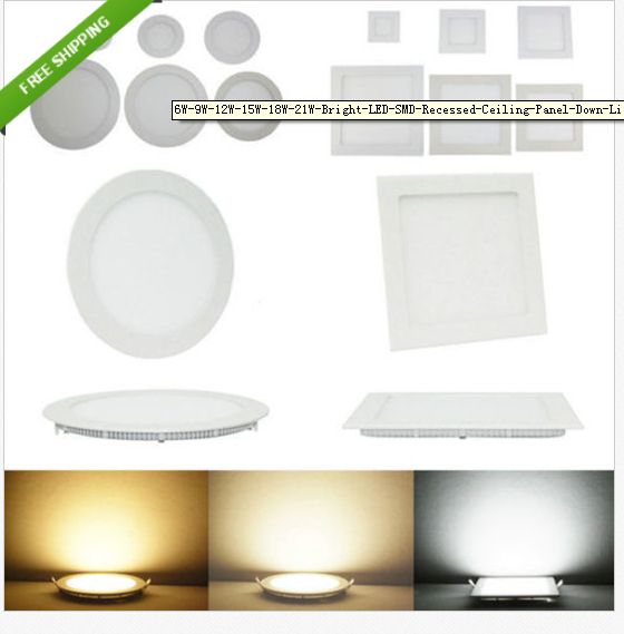 6w 9w 12w 15w 18w Led Recessed Ceiling Panel Down Light Bulb Lamp 6w 9w 12w 15w 18w Led Recessed Ceiling Panel Down Light Bulb Lamp Round Square Indoor Lights 85 265v Driver Downlight