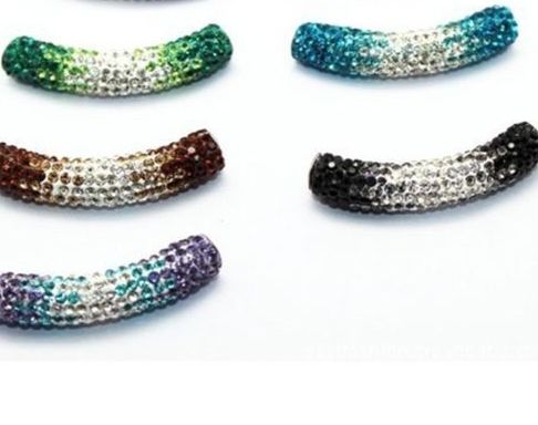 lot 45 cm mélangé multicolore strass Micro Pave CZ cristal tube de changement progressif tubes longs perles de pliage Bracelets Findings7501594