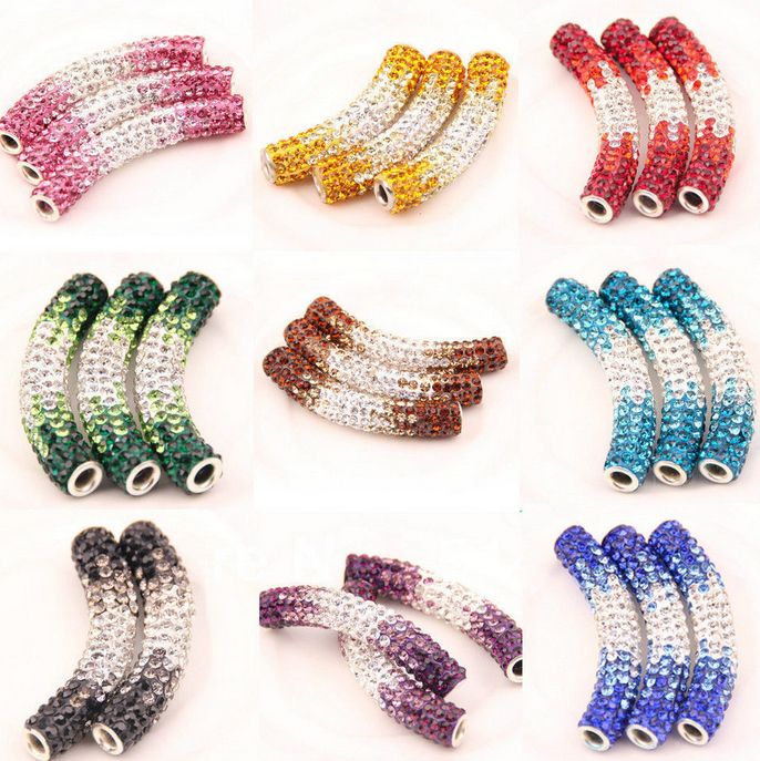 lot 45 cm gemischte mehrfarbige Strass -Strass -Mikropaven -CZ -Kristall -Gradualwechsel -Rohr -Röhrchen Biege Perlen Armbänder Befunde 6460201