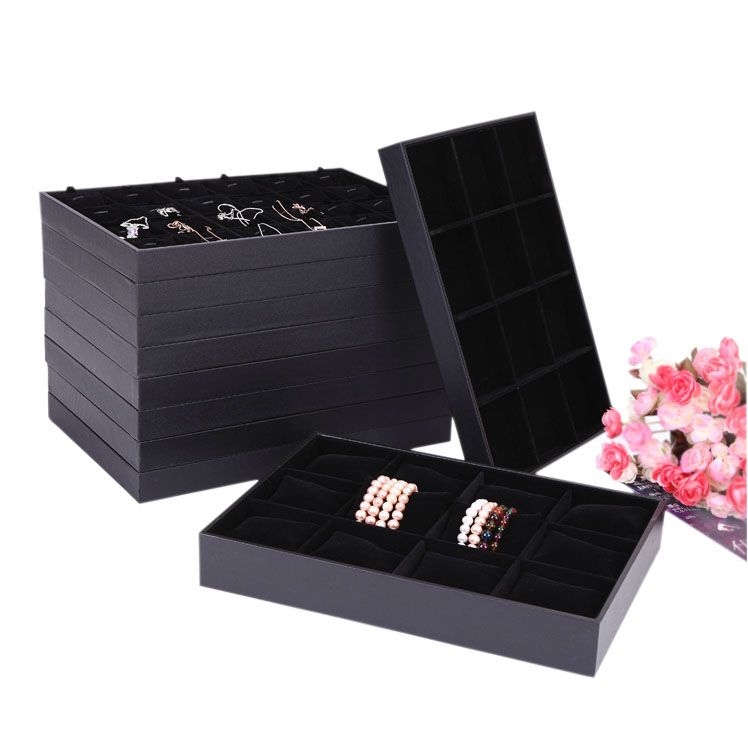 Black Velvet Wood Jewelry Display Tray Jewelry Box Ring Tray Necklace
