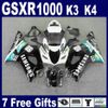 طقم هدية عالية الجودة لـ Suzuki GSXR 1000 K3 2003 2004 GSX-R1000 ABS Green Black Fairings مجموعة GSXR1000 03 04 SF26