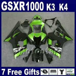 Hochwertiges Verkleidungsset für Suzuki GSXR 1000 K3 2003 2004 GSX-R1000 ABS grün schwarz Verkleidungen Karosserieset GSXR1000 03 04 SF26