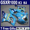 Motorcykelmässa för Suzuki GSX-R 1000 K3 2003 2004 GSXR 1000 03 04 GSXR1000 Blue ABS Plastic Fairing Kit SF30 +7 Gifts