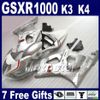 スズキGSXR 1000 K3 2003 2004 2004カスタムフェアリングセットGSXR1000 03 04ホワイトブルーブラックABSボディキットGSX R1000 SF55