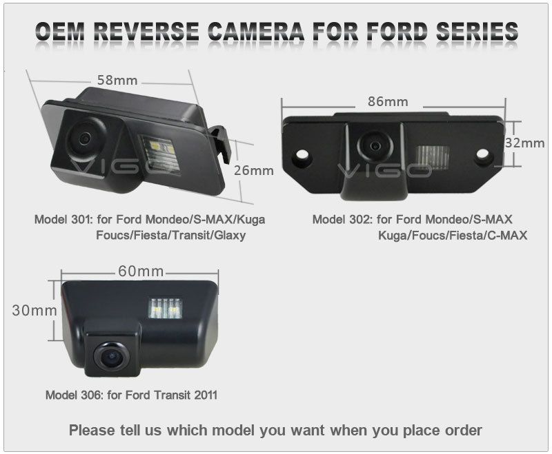 Car Rear View Backup Reverse Camera for Ford Focus Fiesta Kuga Smax Transit Cmax