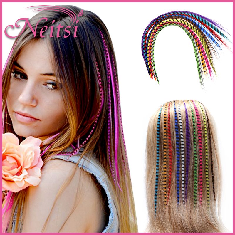 Neitsi Hot 14inch 0.5g/Pc Straight Synthetic Hair Grizzly Rooster Hair