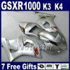 Fairing Kit för Suzuki GSXR 1000 K3 2003 2004 Anpassade Fairings Set GSXR1000 03 04 Vit Blå Svart ABS BodyKits GSX R1000 SF55