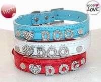 20PCS lot PU Leather Personalized Pet Collar With 10MM Slide...