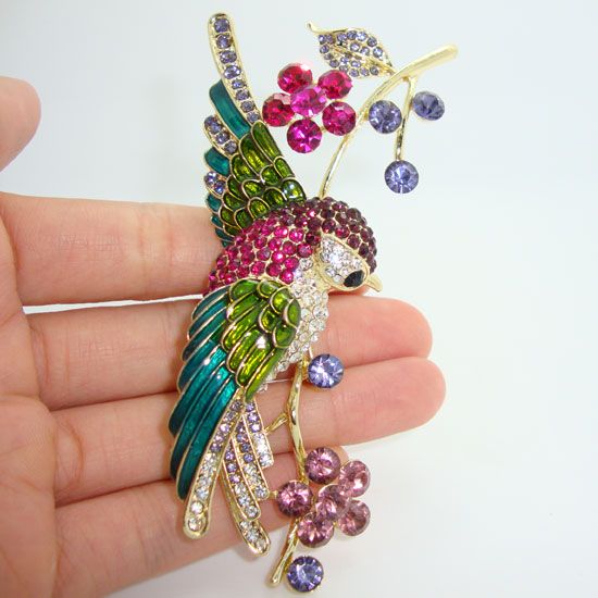 Wholesale - Details about 4.21" Fashion Multi-Color Swallow Bird Flower Brooch Pin Rhinestone Crystal Multi Enamel-image-191139480