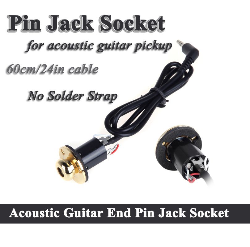 60cm Cable No Solder Strap Endpin End Pins 6.35mm Jack Socket With Cord