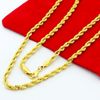 La manera más popular de los hombres Collar nuevo estilo 24K chapado en oro 4MM Collar de cadena de la cuerda de torsión 20 "/ 22" / 24 "Envío libre caliente 1pcs