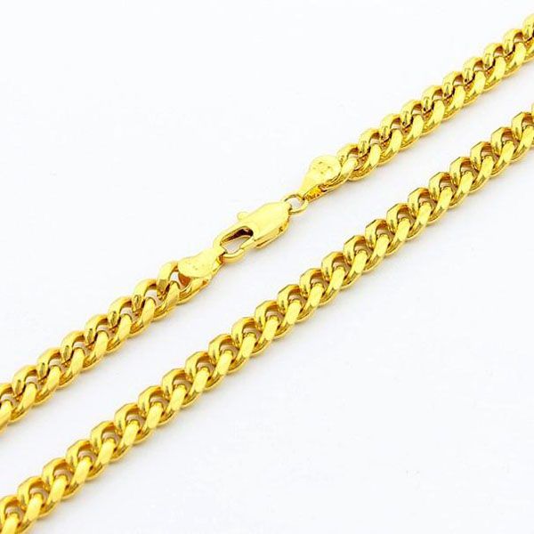 Collar único de los hombres 24 K chapado en oro de la joyería El más nuevo estilo 6.5 mm de ancho Curb collar de cadena de los hombres 52 cm 1pcs venta caliente de la manera