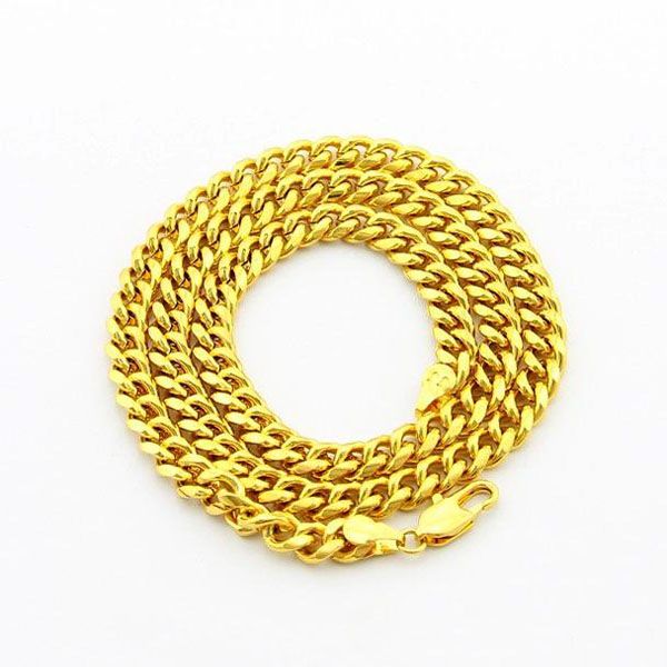 Collar único de los hombres 24 K chapado en oro de la joyería El más nuevo estilo 6.5 mm de ancho Curb collar de cadena de los hombres 52 cm venta caliente de la manera