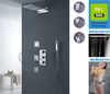 Wall Mounted Thermostatic Rainfall Shower Set 55X23CM Dual Rain And Waterfall Shower Head And Body Spray Jets 009-55X23-3MF