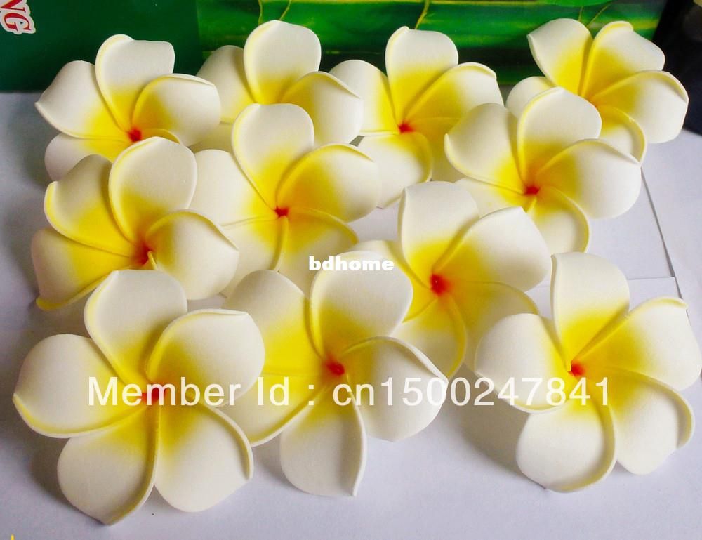 

free shipping 50pcs Large 6CM WHITE Fabulous Hawaiian foam frangipani flowers wedding party decor, As pic