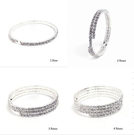 Brazalete de dama de honor con diamantes de imitación de plata brillante