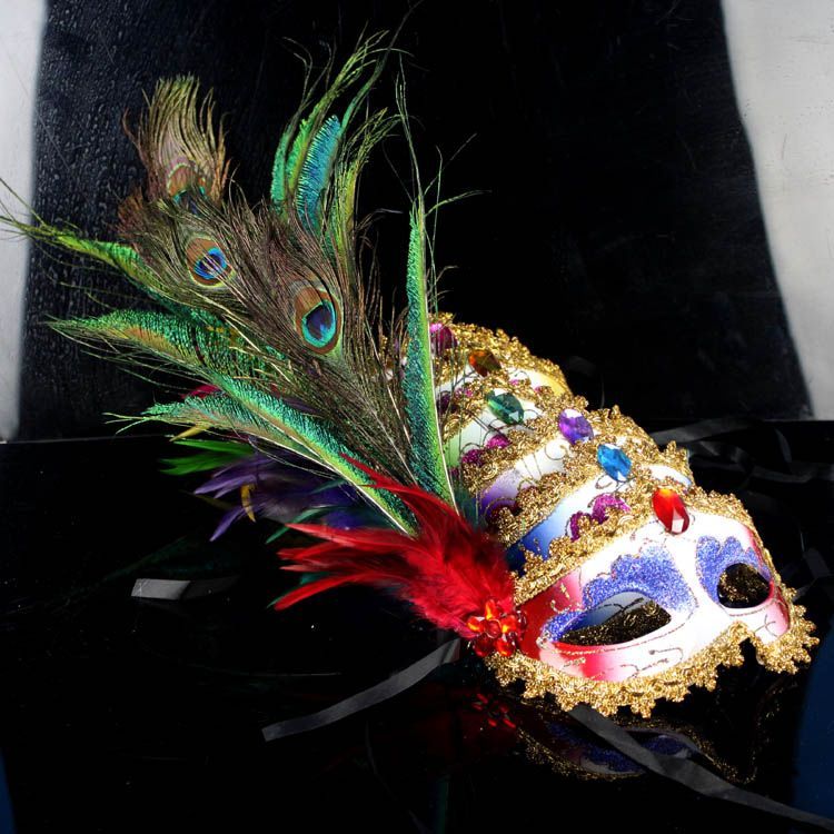 Women Sexy Hallowmas Venetian Mask Masquerade Pheasant Peacock Feather Masks Half Face mask Ball Party exquisite 