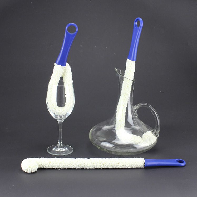 Foam Wine Bottle Brush Decanter Stemware Glasses Dust Cleaning Brush Flexible