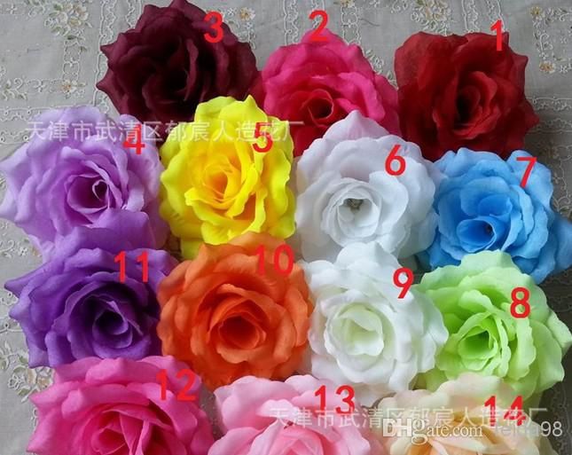 Atacado - Flores artificiais rosas flor cabeça DIY rota guia artesanato  seda flores (100pcs / lot)