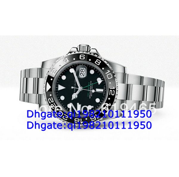

original box mens luxury mechanical watches 116710 ceramic bezel black dail 40mm series stainless steel wristwatch, Slivery;brown