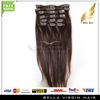 Modieuze Haar Clip op Hair Extensions Natuur Maagd Menselijk Haar # 2 Kleur Straight 20 inch 100g / Set Bellahair