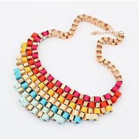 Wholesale Personalized Jewelry Women Bib Collar Choker Necklaces With Fine Coloured Ribbon Retro Metal Exaggerated Short Necklace