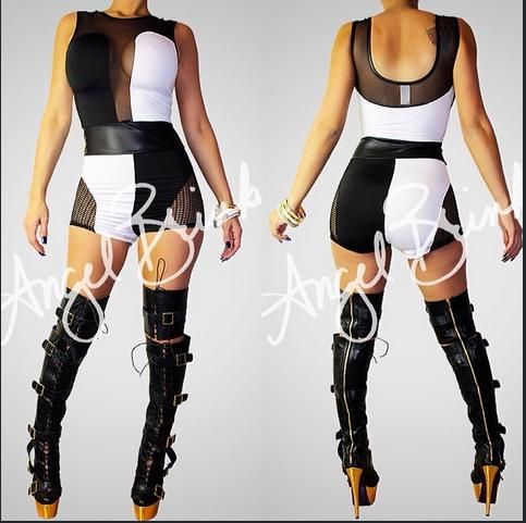 white leather romper