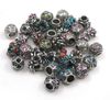 100pcs /lot antique silver plated alloy crystal rhinestone beads mix color spacer charms for European bracelet and necklace DIY