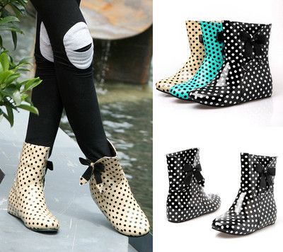 women's polka dot rain boots