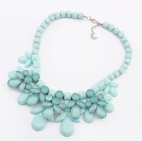 Wholesale New Fashion Candy Colors Luxury Acrylic Gem Bib Collar Chokers Statement Necklace With Beaded Chain Women Jewelry