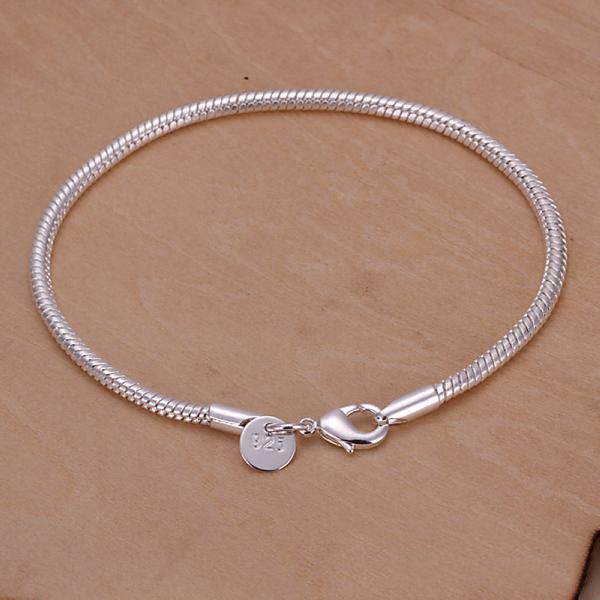 

Newest style Fashion Jewelry 925 Silver 3MM Smooth snake chain Bracelet 8.0inch/20inch 10pcs/lot Hot sale free shipping, Black
