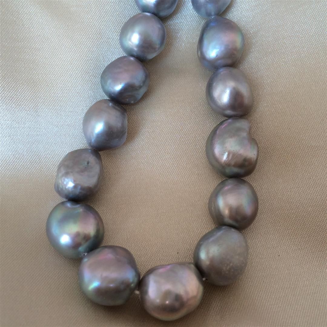 2018 12 13mm Silver Grey Cultured Freshwater Pearls Baroque Pearls