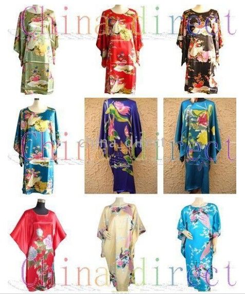 

Ladies womens Rayon Silk Satin Pajama Lingerie Sleepwear Robe Kimono pjs 10pcs/lot, Multi
