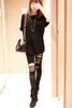 Kvinnors Punk Rock Style Slim Cut Out Byxor Skinny Bomull Hål Ut Knee Fantasy Ripped Legging Drop Ship Black Vit Färger i M, XL, XXL