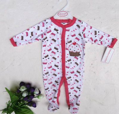 100% bomull spädbarn romer bodysuits pjs outfits sovhytt 24 st / parti