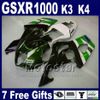 ABS motorcycle parts for SUZUKI GSXR 1000 K3 2003 2004 green flames in black fairing kit GSX-R1000 03 04 fairings GSXR1000 FG94