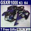 ABS Motorcykeldelar för Suzuki GSXR 1000 K3 2003 2004 Gröna lågor i Black Fairing Kit GSX-R1000 03 04 FAIRINGS GSXR1000 FG94